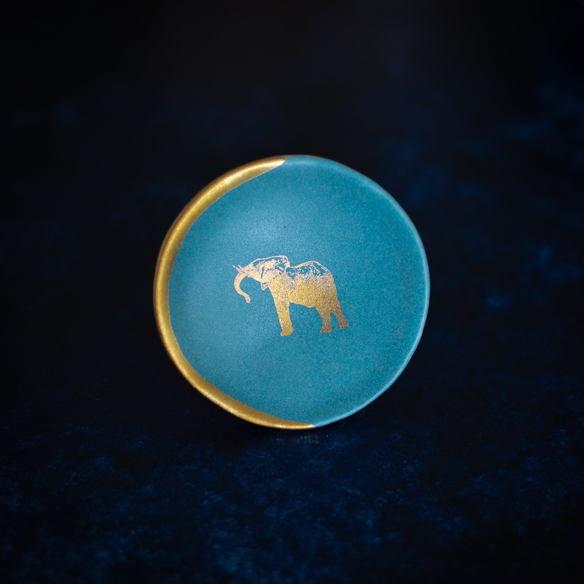 Ring Dish with Elephant in Mint