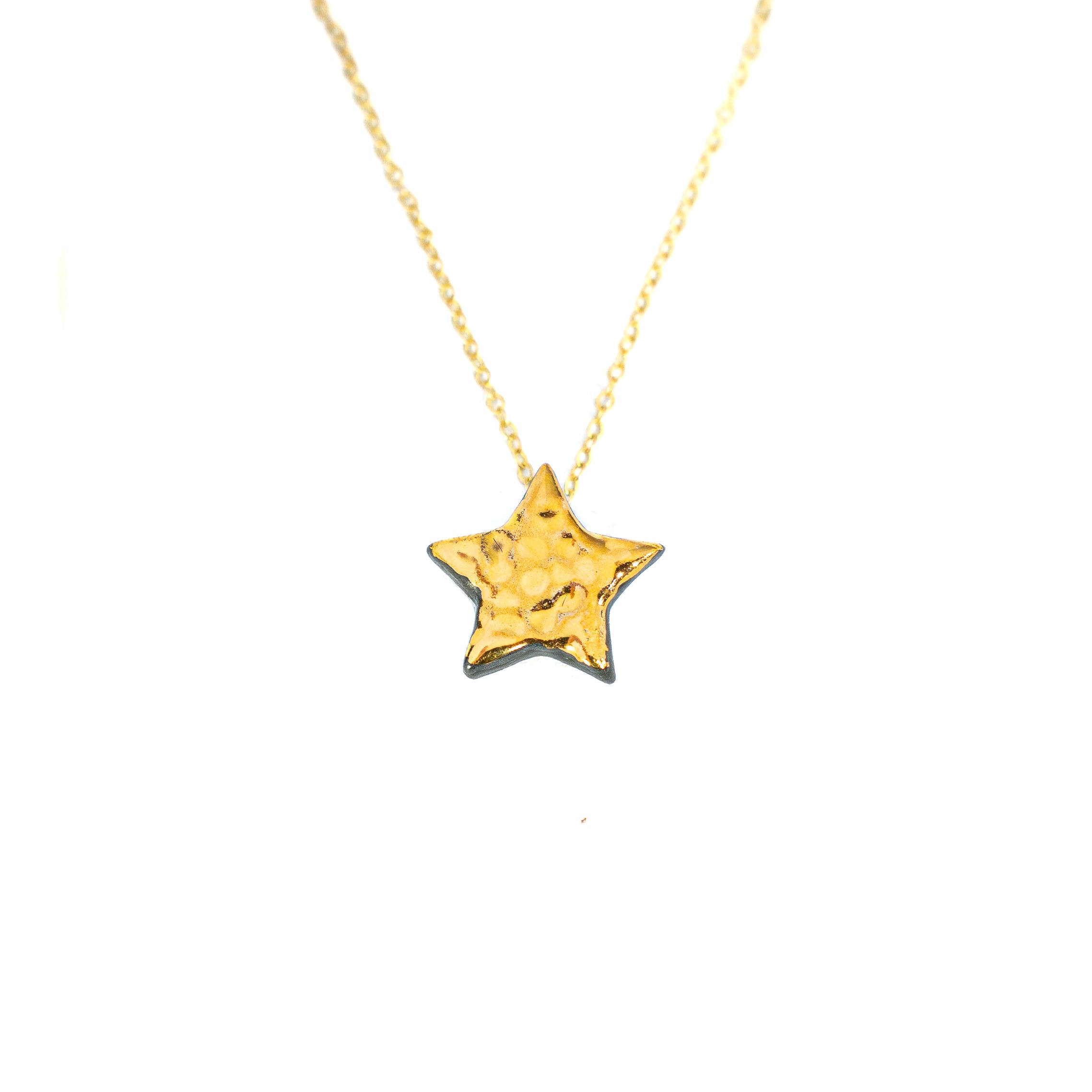 Gold Textured Star Necklace