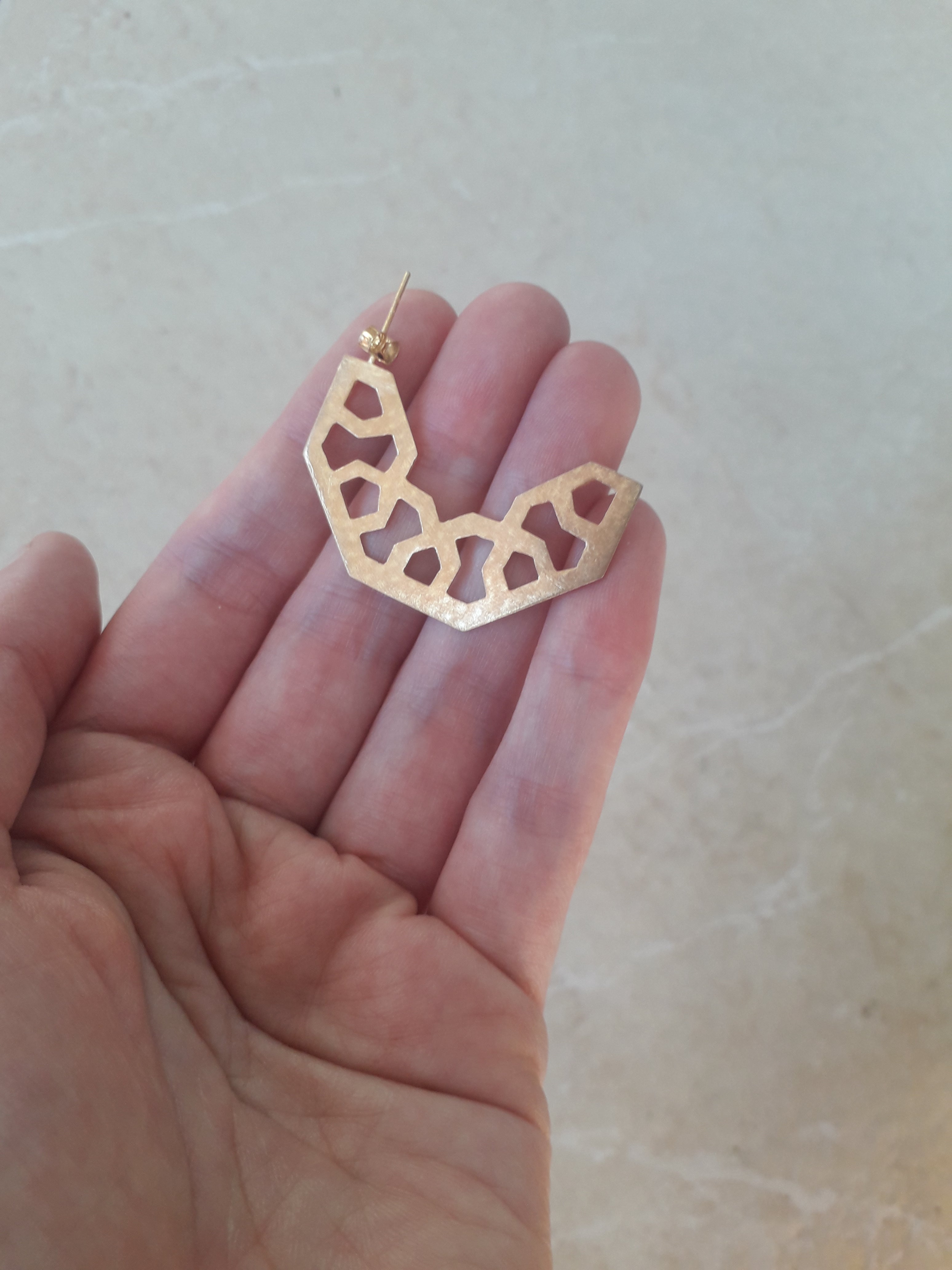 Large Statement Girih Earrings in Gold Vermeil