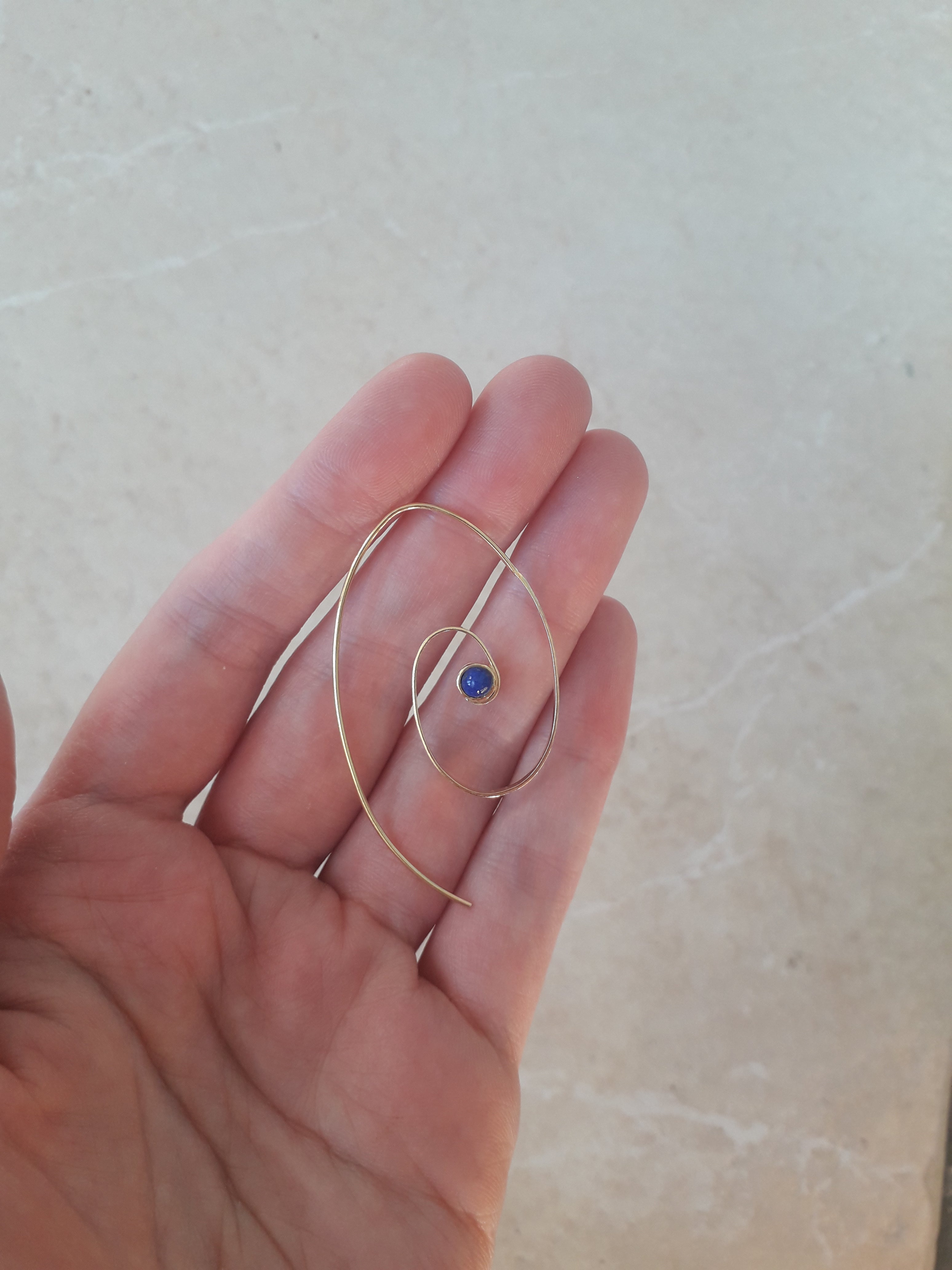 Takhar Spiral Statement Earring in Lapis Lazuli and Gold Vermeil