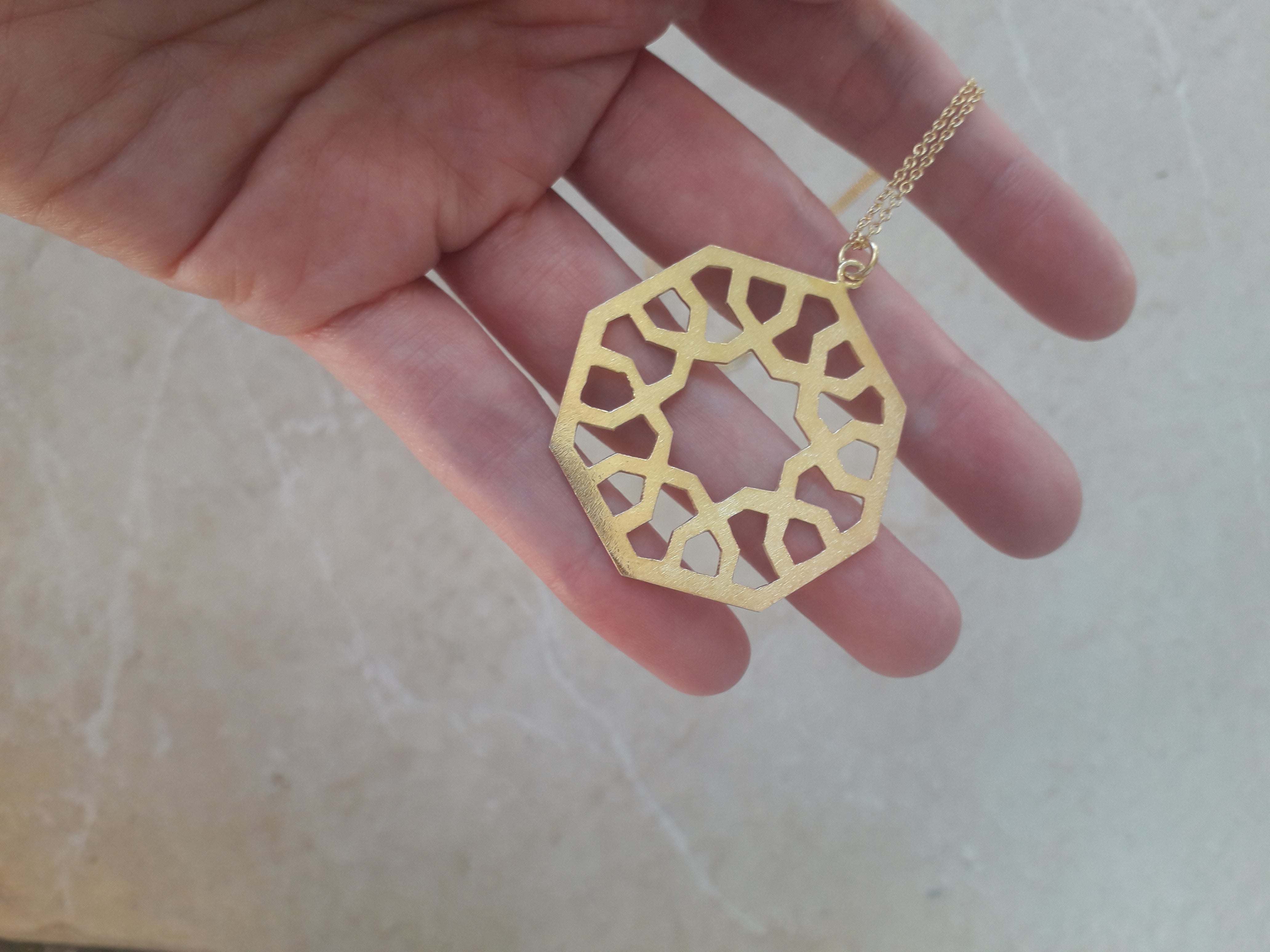 Large Statement Girih Necklace in Gold Vermeil