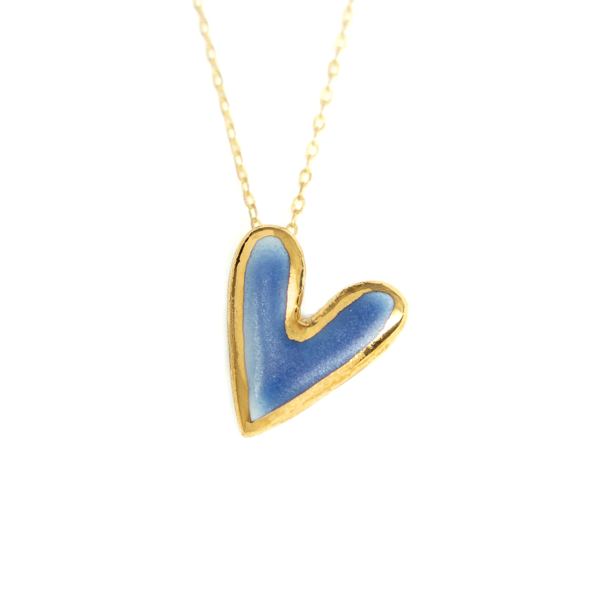 'Something Blue' - Wedgewood Blue and Gold Heart Necklace