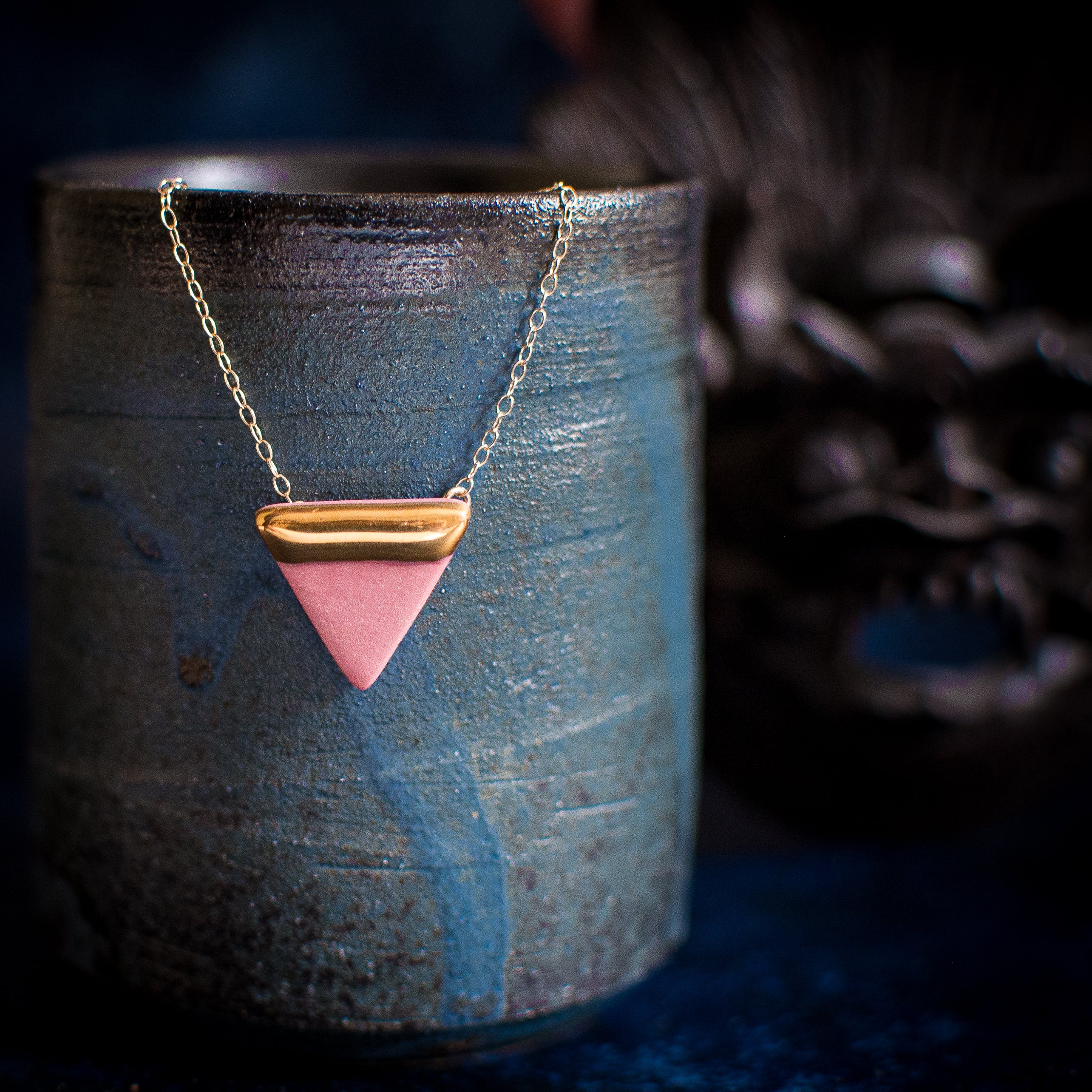 Porcelain Triangle and Gold Necklace (more colours)