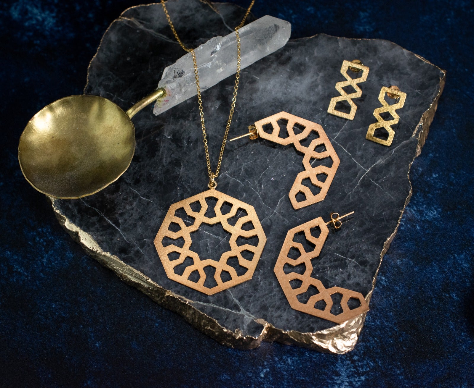 Large Statement Girih Earrings in Gold Vermeil