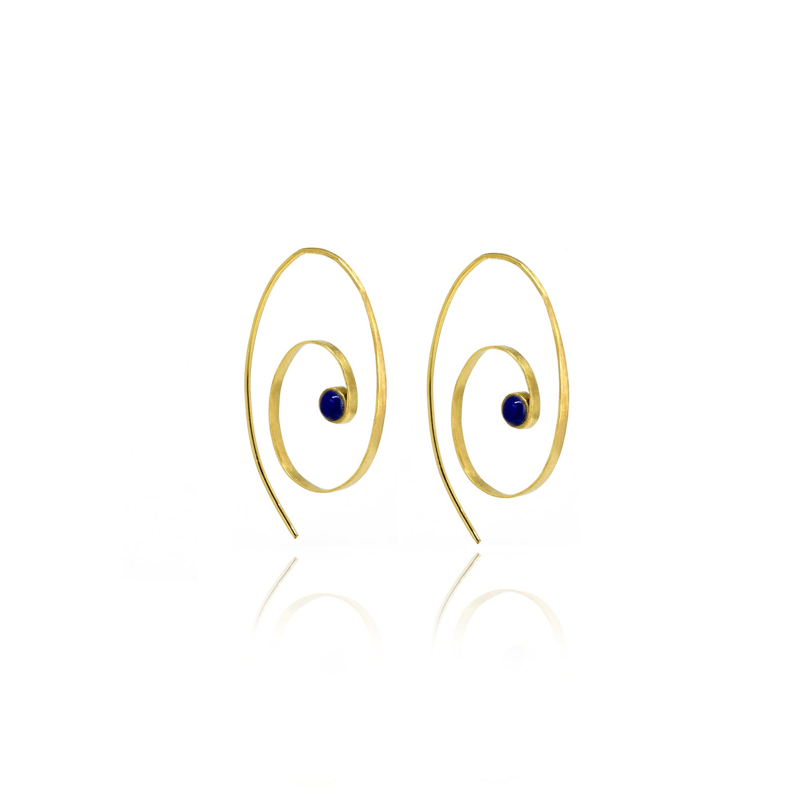 Takhar Spiral Statement Earring in Lapis Lazuli and Gold Vermeil