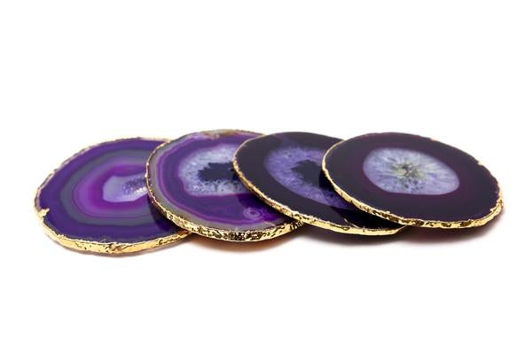 Agate and Gold Coasters - Purple Colour