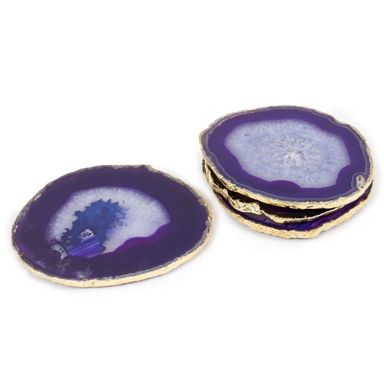 Agate and Gold Coasters - Purple Colour